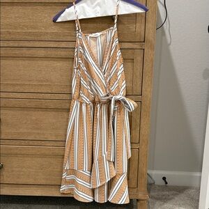 Striped Tan, Navy, White Women's Dress